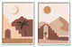 Desert Oasis Retreat Day Night Palm Dune Landscape, 2pc, each 16 x 20