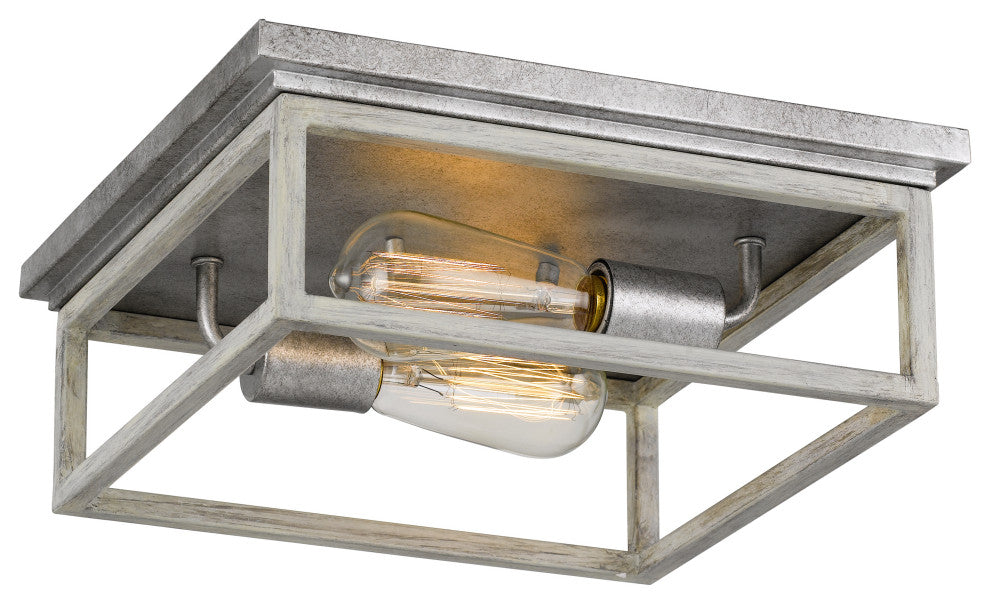 Weston  2-Light Galvanized Ocala Oak Flush Mount 12.63"x12.63"x4.75"