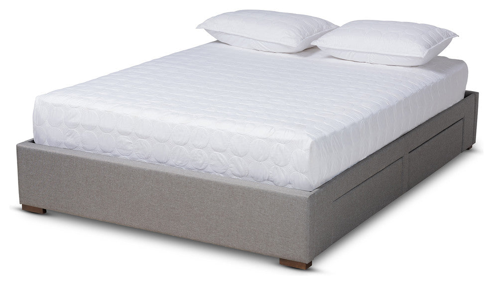 Melville Light Gray Upholstered 4-Drawer Queen Platform Storage Bed Frame