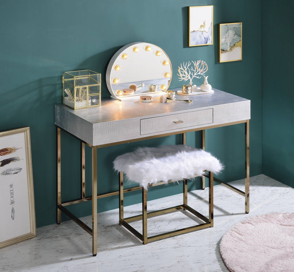 ACME Alma Accent Mirror, White Finish