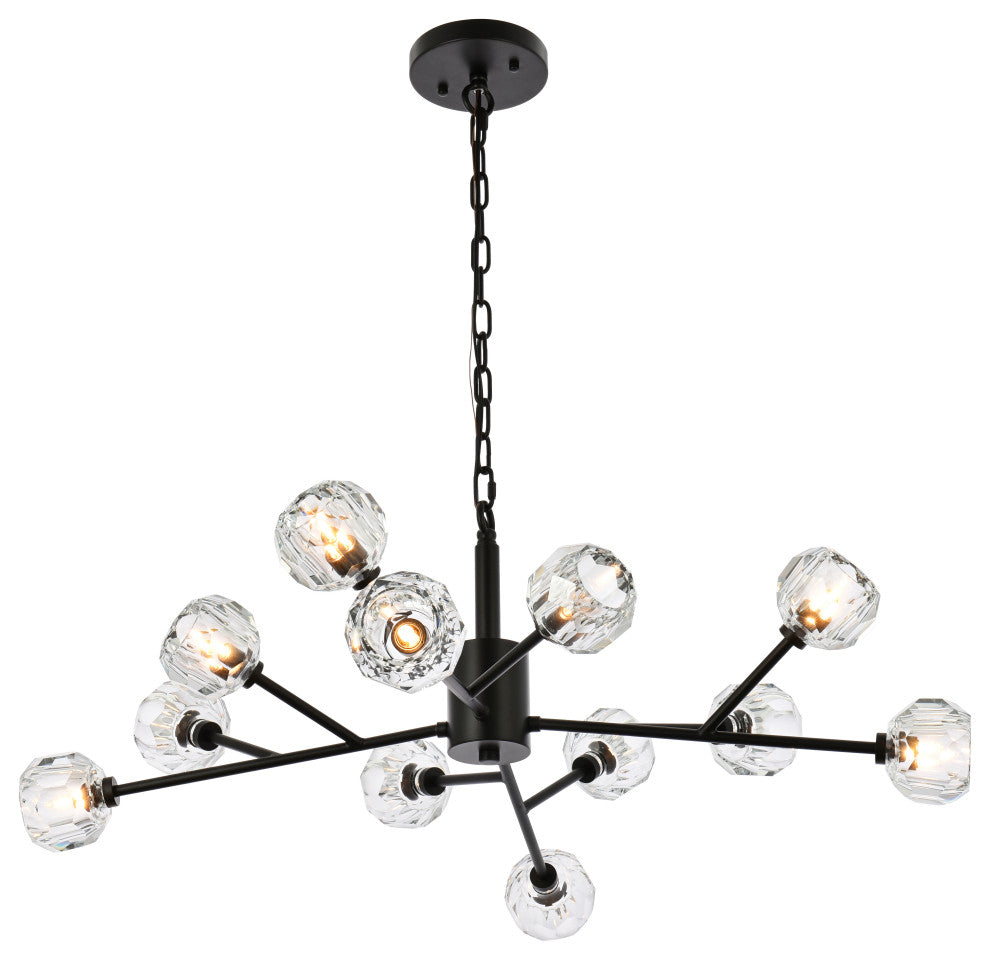 12 Light Pendant, Black