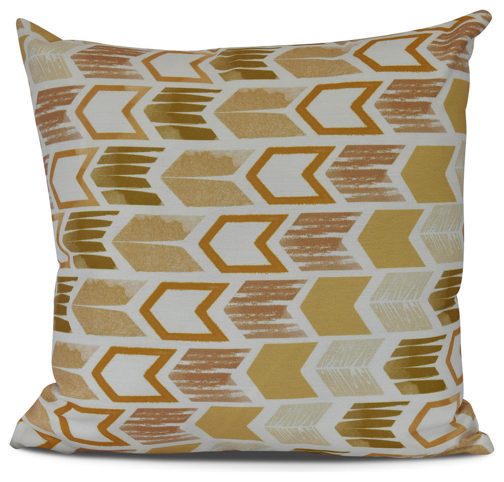 Arrow, Geometric Print Outdoor Pillow, Gold, 20" x 20"