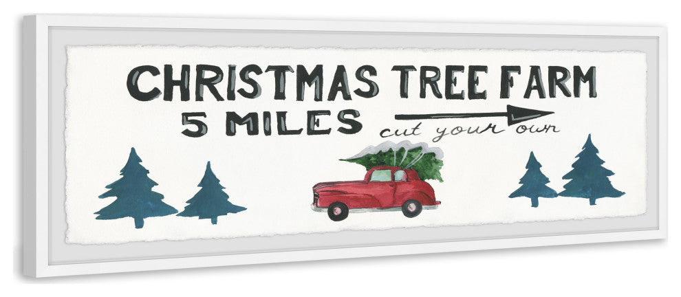 "Tree Farm 5 Miles" Framed Painting Print, 30x10