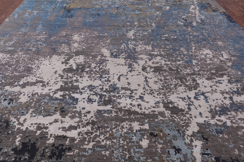 9' 0" X 12' 3" Wool and Silk Handmade Abstract Rug Q6229