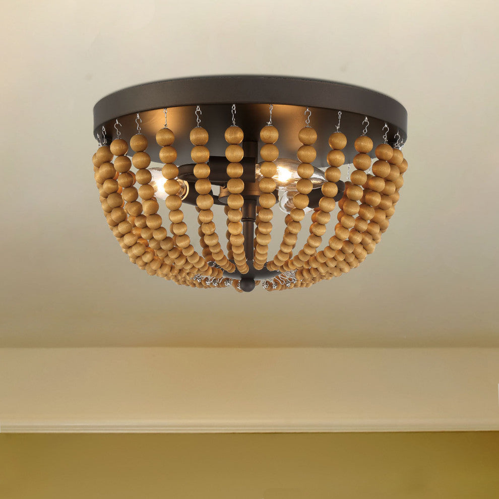 3 Light 12.6'' Unique/Statement Bowl Flush Mount, Oil Rubbed Bronze