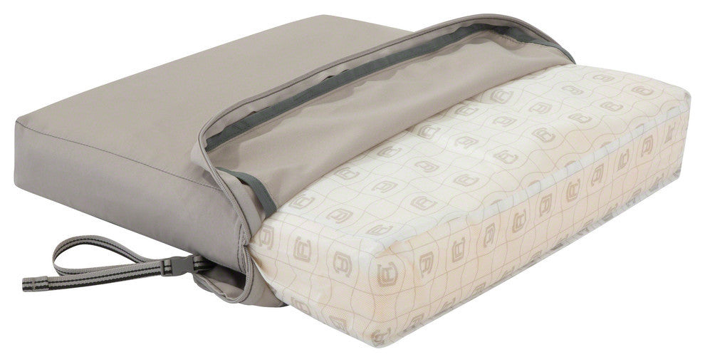 Square Patio Seat Cushion Slip Cover and Foam, Mushroom, 19"x19"x3"