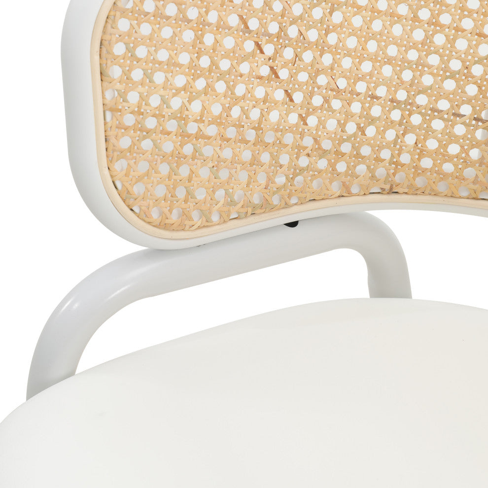LeisureMod Ervilla Dining Armchair With White Steel Base Set of 4, White