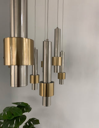 ET2 E24758 Reveal 32"W LED Linear Chandelier - Satin Nickel / Satin Brass