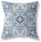 18" Light Blue Gray Floral Boho Suede Throw Pillow