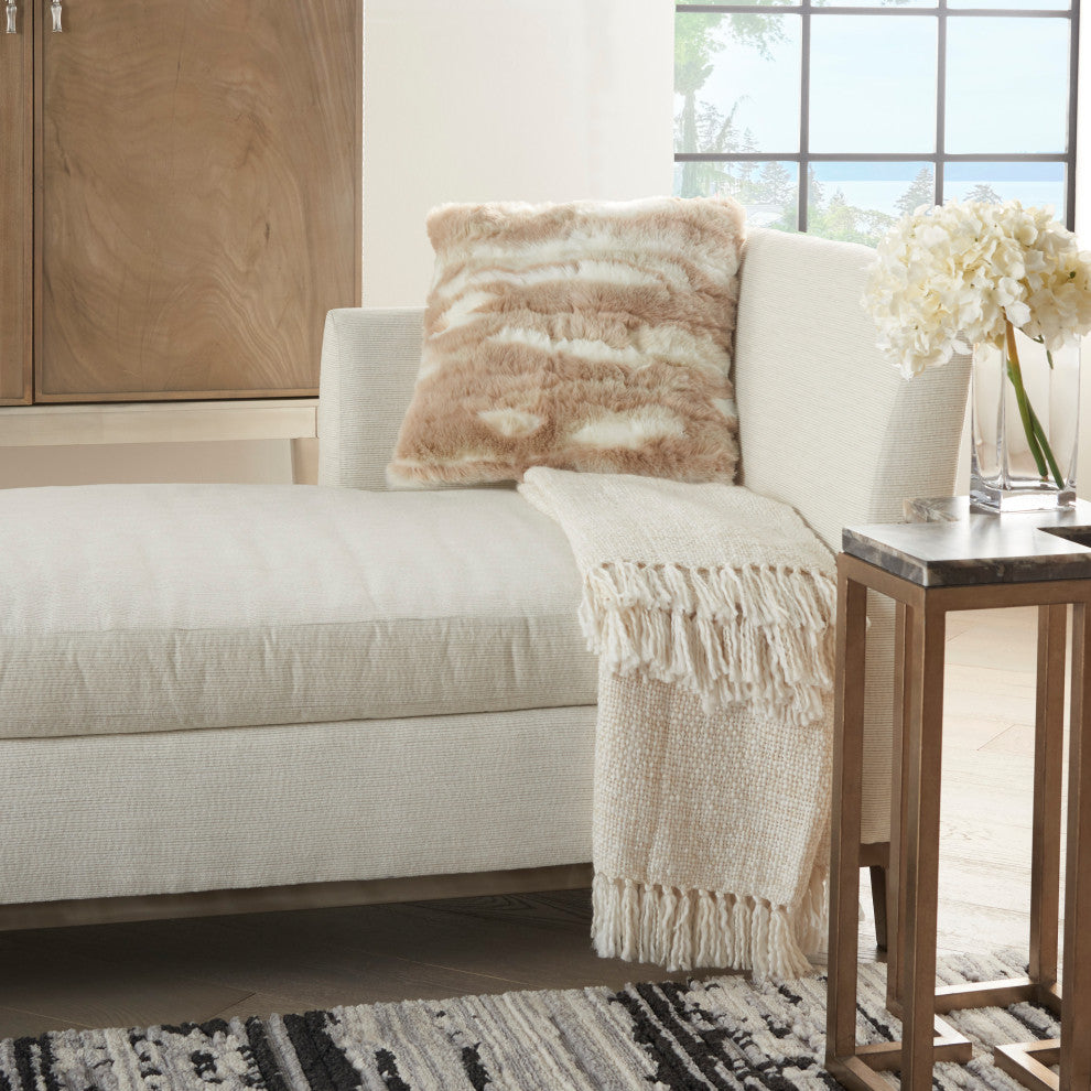 Mina Victory VV017 Throw Pillow, Beige, 20"X20"