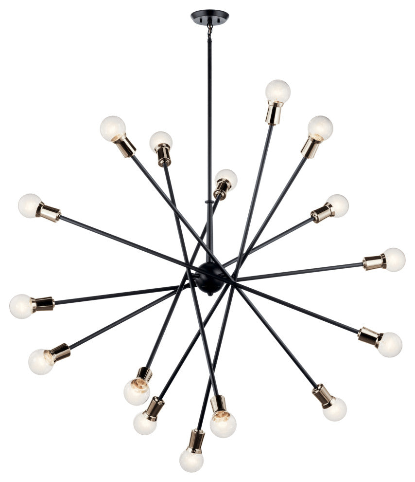 Armstrong 63" 16 Light Chandelier, Black