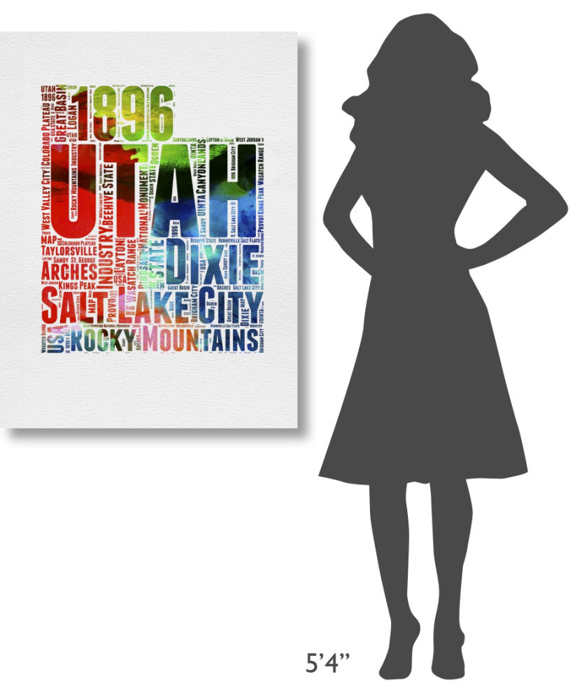 "Utah Watercolor Word Cloud" Fine Art Print