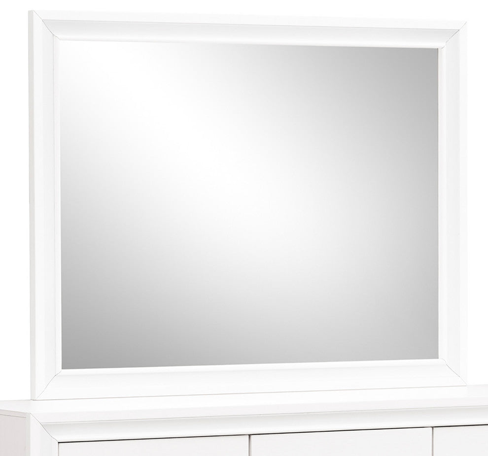 Madrid 46" W x 37" H Rectangle Framed White Dresser Mirror
