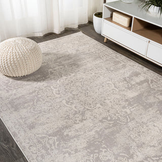 Alhambra Ornate Medallion Modern Runner Rug, Ivory, 8'x10'