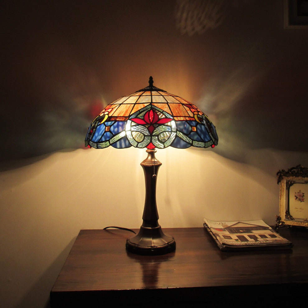 CHLOE Lighting Caspian Tiffany Dark Bronze 2-Light Victorian Table Lamp