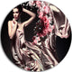Woman In Fabric And Flowers, Portrait Round Metal Wall Art, 23"