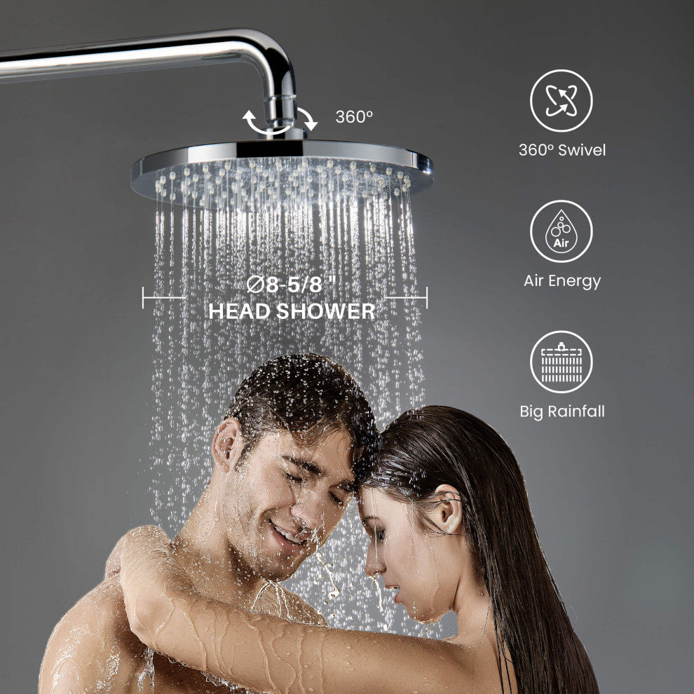 Circular Shower Column With Dual Function Shower Head, Chome, Without Rough in Valve