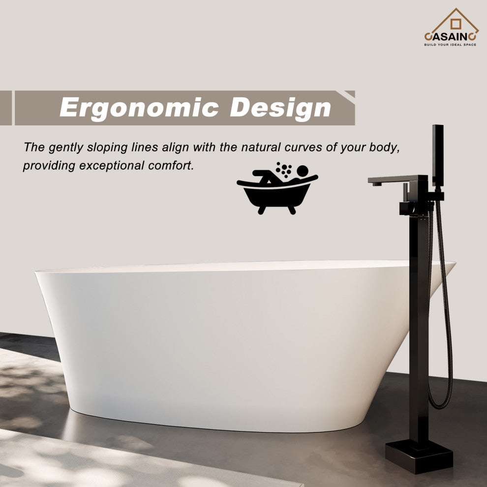 65in Solid Surface Freestanding Bathtub in Matte White