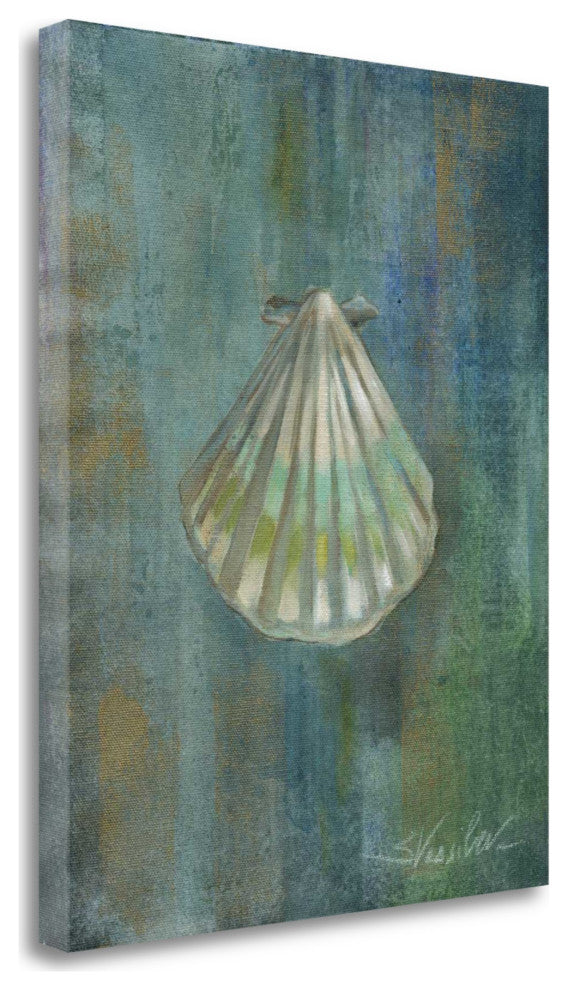 27" Blue Seashell Giclee Wrap Canvas Wall Art
