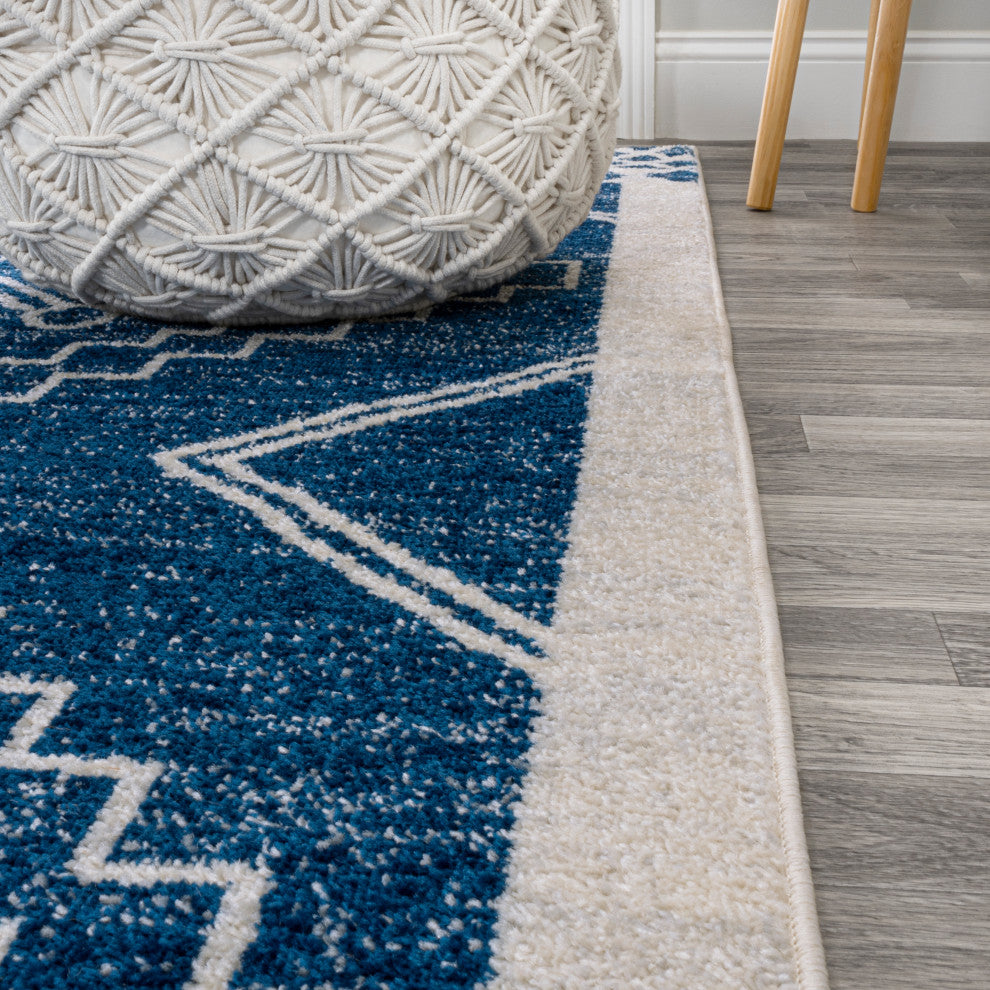 Amir Moroccan Beni Souk Rug, Navy/Ivory, 2 X 8