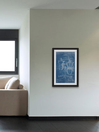 "Coffee Mill 1905 Blueprint" Framed Painting Print