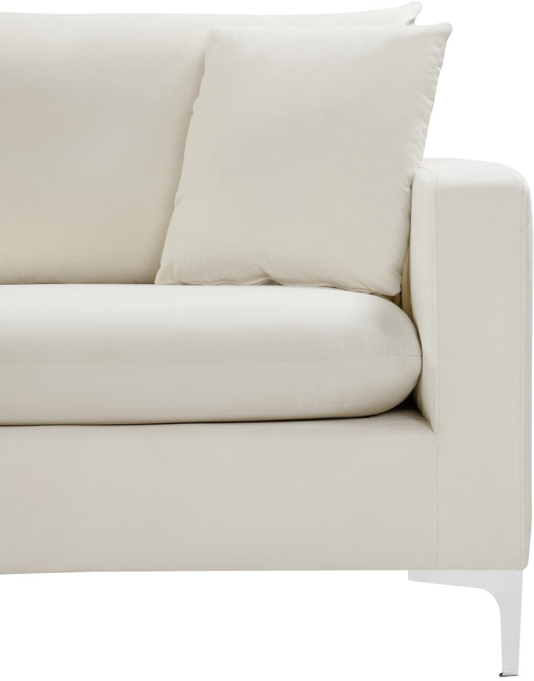 Naomi Velvet Upholstered Sofa, Cream