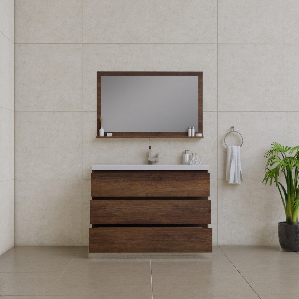 Paterno 60" Double Bathroom Vanity With Sink, Rosewood