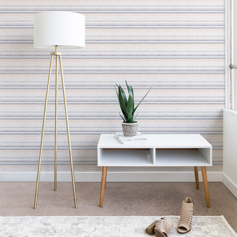Deny Designs Holli Zollinger French Stripe Navy Wallpaper, Beige, 2'x4'