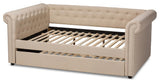 Beige Fabric Upholstered Full Size Daybed