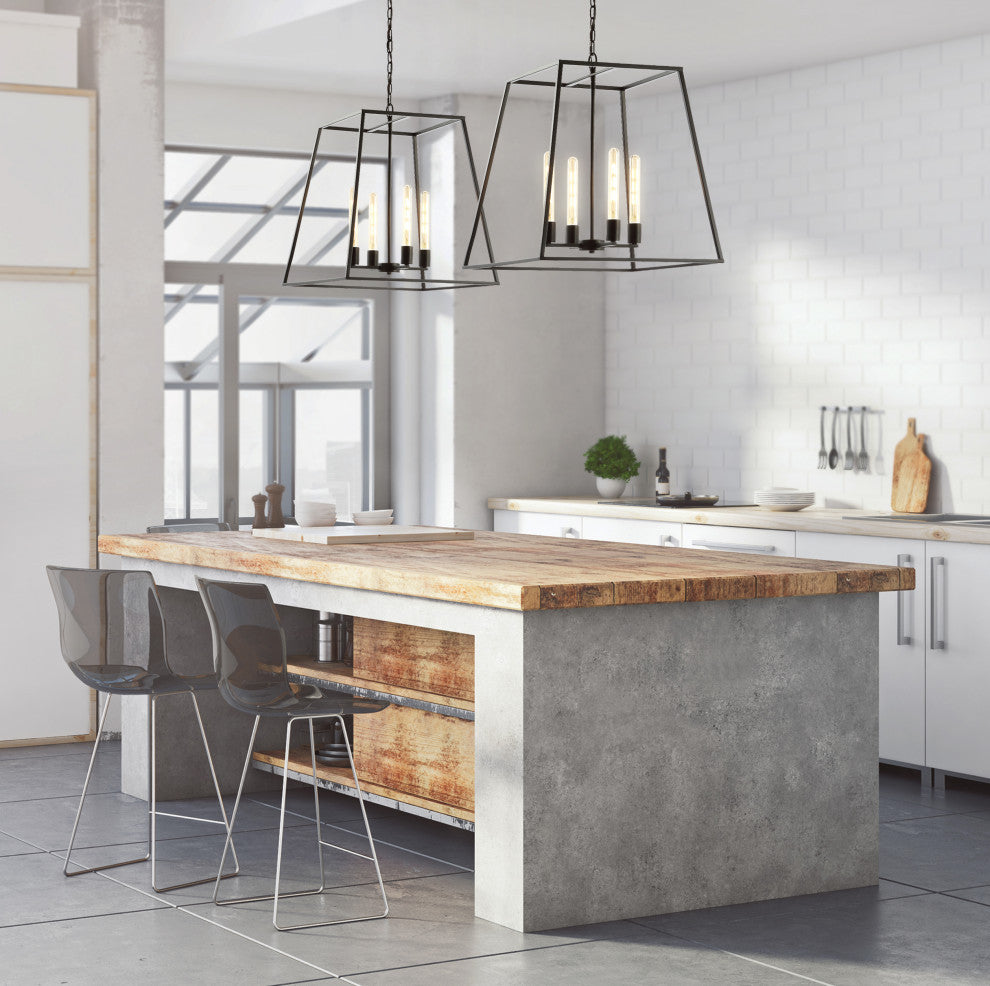 Hutson 4-Light 21" Iron Modern Angled LED Pendant, Black by JONATHAN  Y