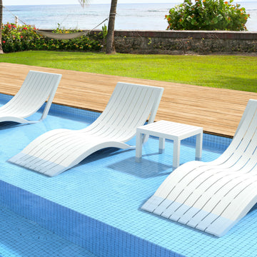Slim Pool Chaise Sun Lounger, Set of 2, White