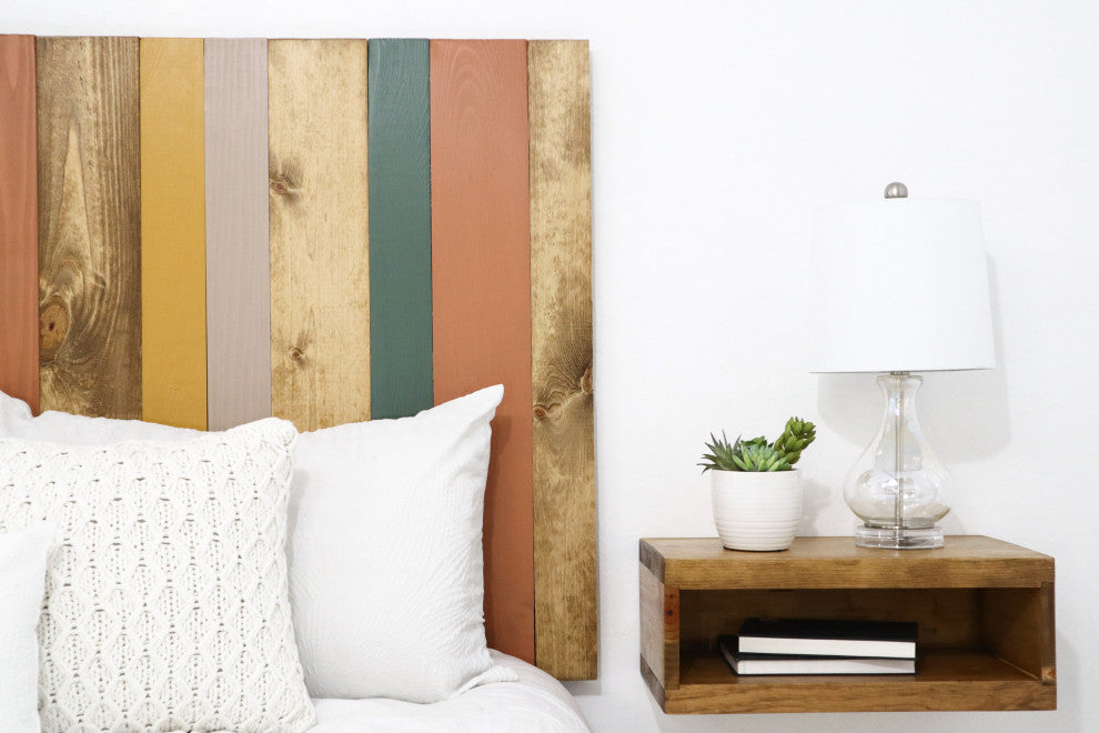 Handcrafted Headboard, Leaner Style, Earth Tone Mix, King