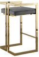 Ezra Counter Stool, Set of 2, Gray Velvet, Gold Base