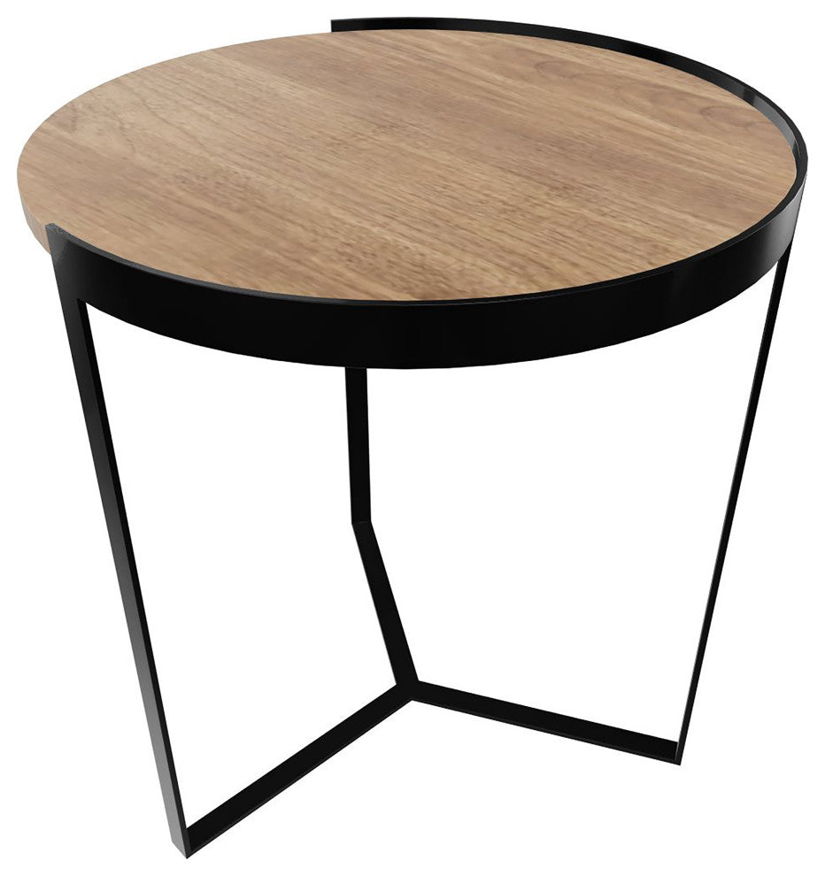 20" Contempo Brown and Black Round Wood Tri Leg End Table