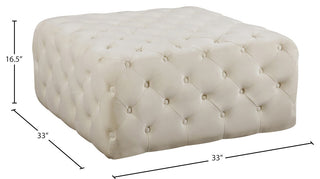 Ariel Velvet Upholstered Ottoman/Bench, Cream