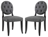 Gray Button Dining Side Chair Upholstered Fabric Set of 2
