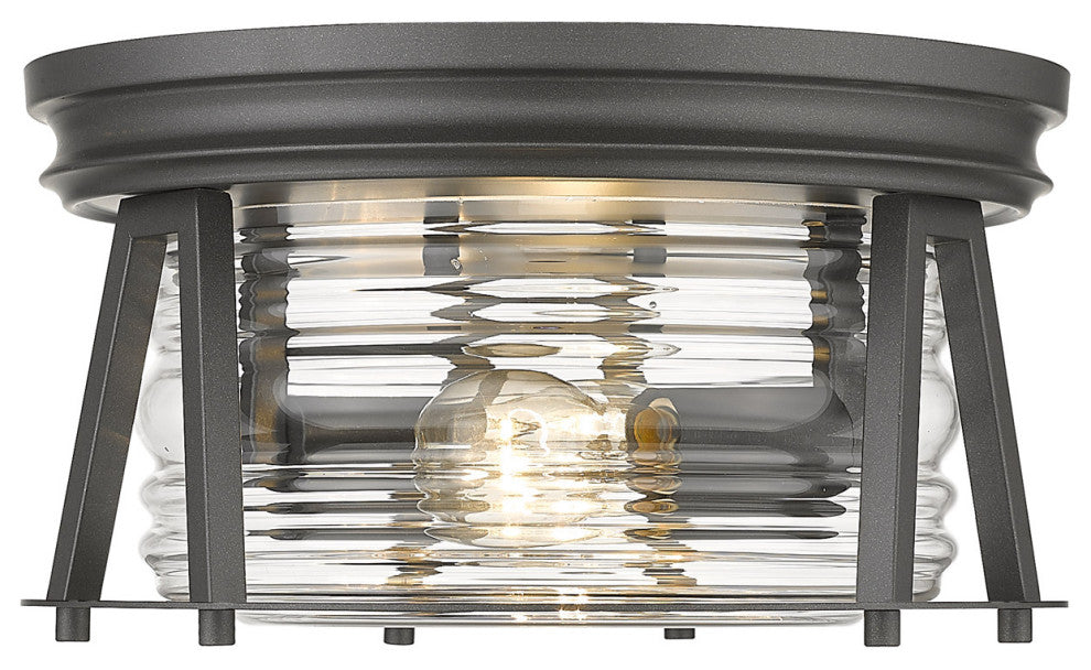 Zlite 491F2-BRZ 2-Light Flush Mount, Clear