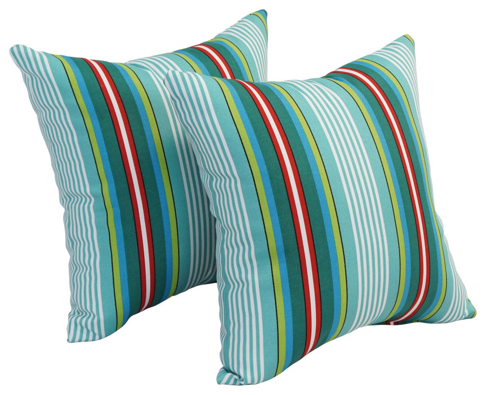 17" Square Polyester Outdoor Throw Pillows, Set of 4, Walden Caribean