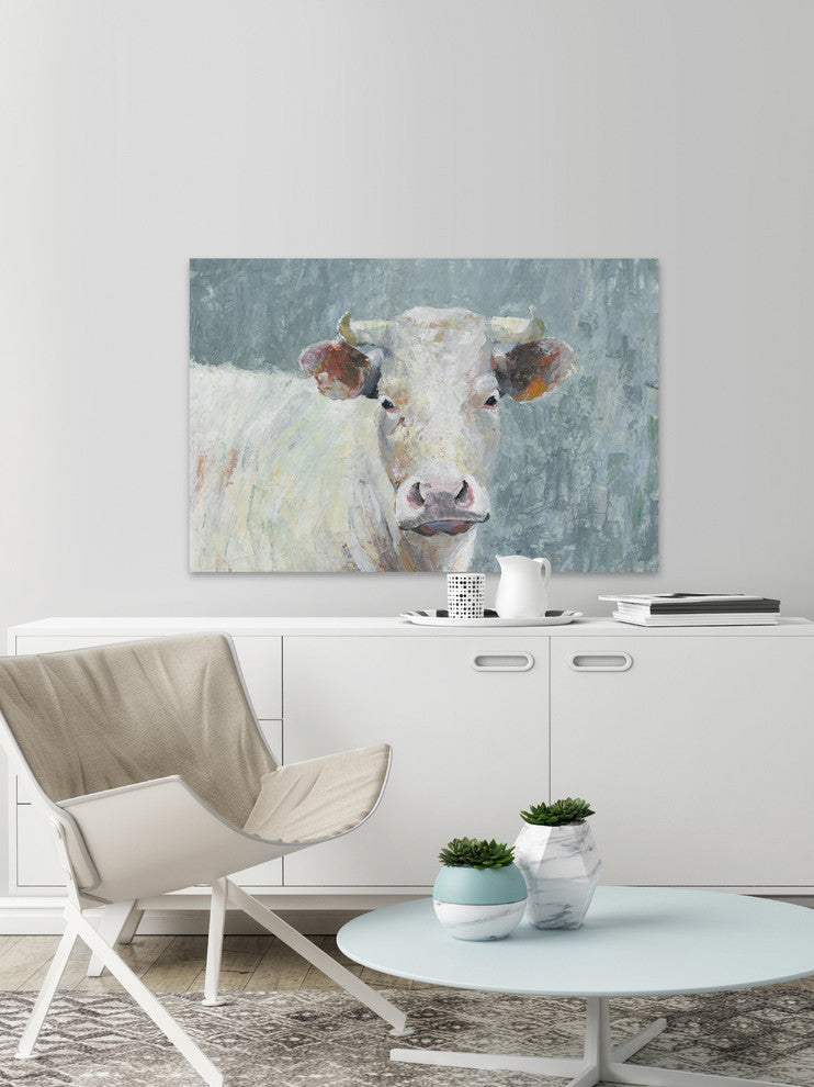 "Innocent Cow" Painting Print on Wrapped Canvas, 24"x16"