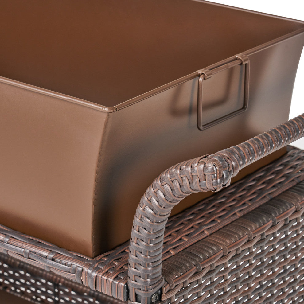 GDF Studio Maja Multibrown Wicker Bar Cart