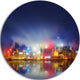 Colorful Hong Kong Skyline, Cityscape Photo Disc Metal Artwork, 11"