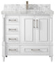 Aberdeen 36 Center Sink Bath Vanity in White 2" Carrara Marble