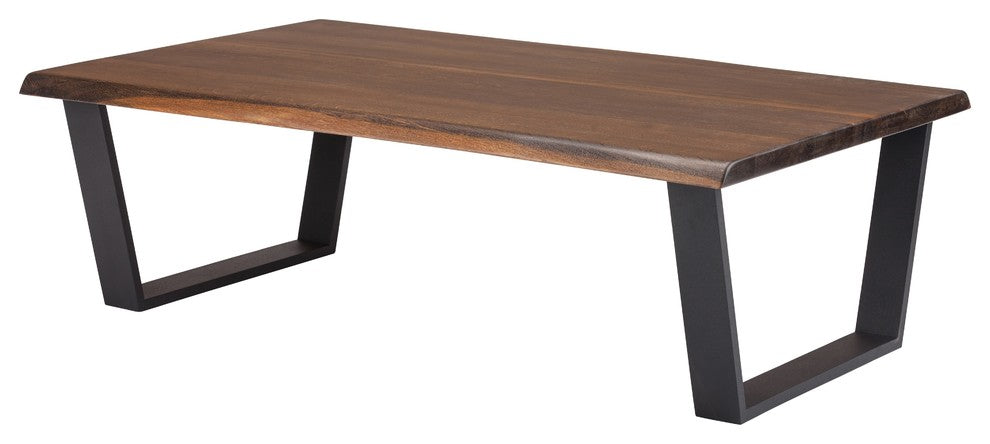 Versailles Coffee Table In Seared Oak And Matte Black Steel Legs