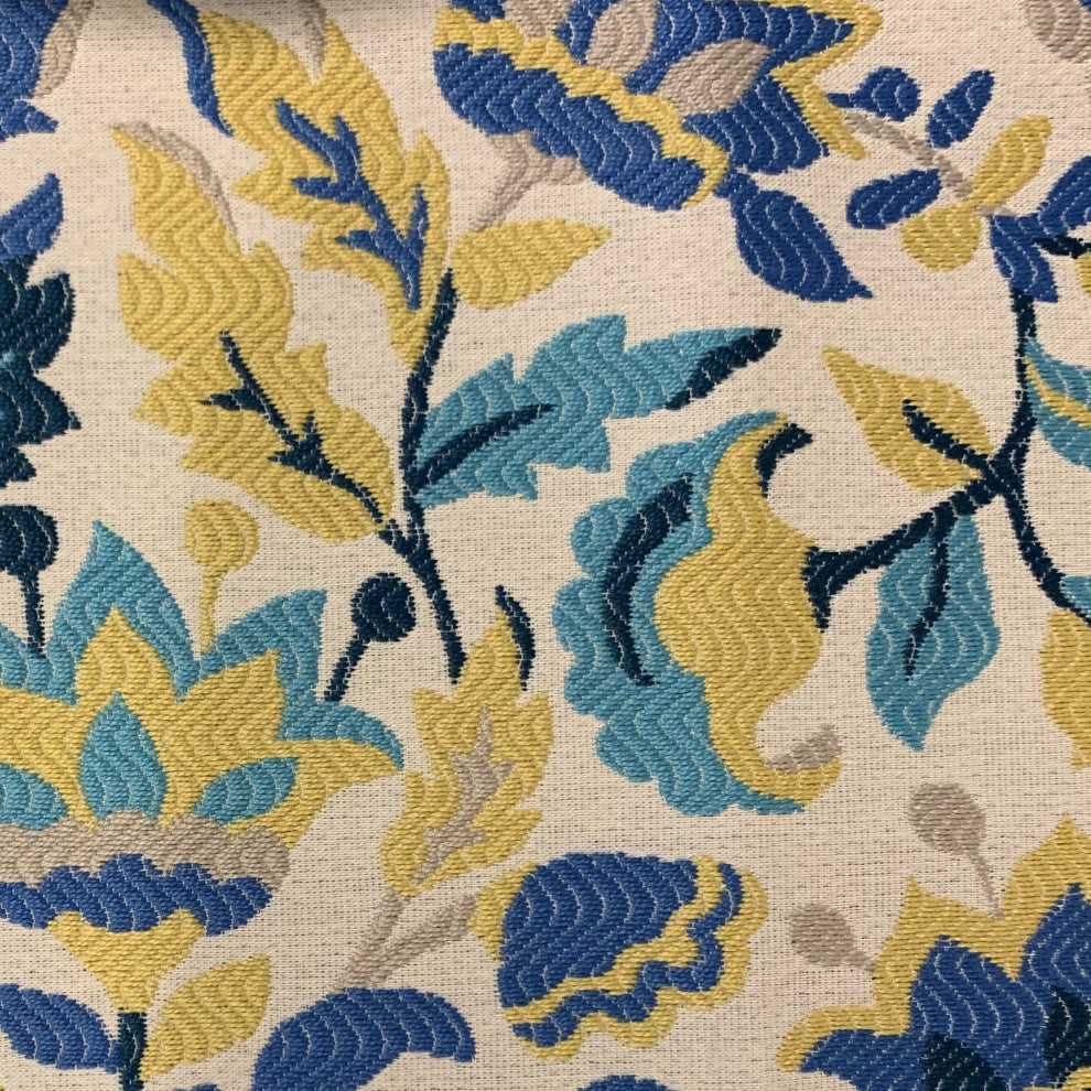 Plutus Blue Mountain Flower Floral Luxury Throw Pillow, 24"x24"