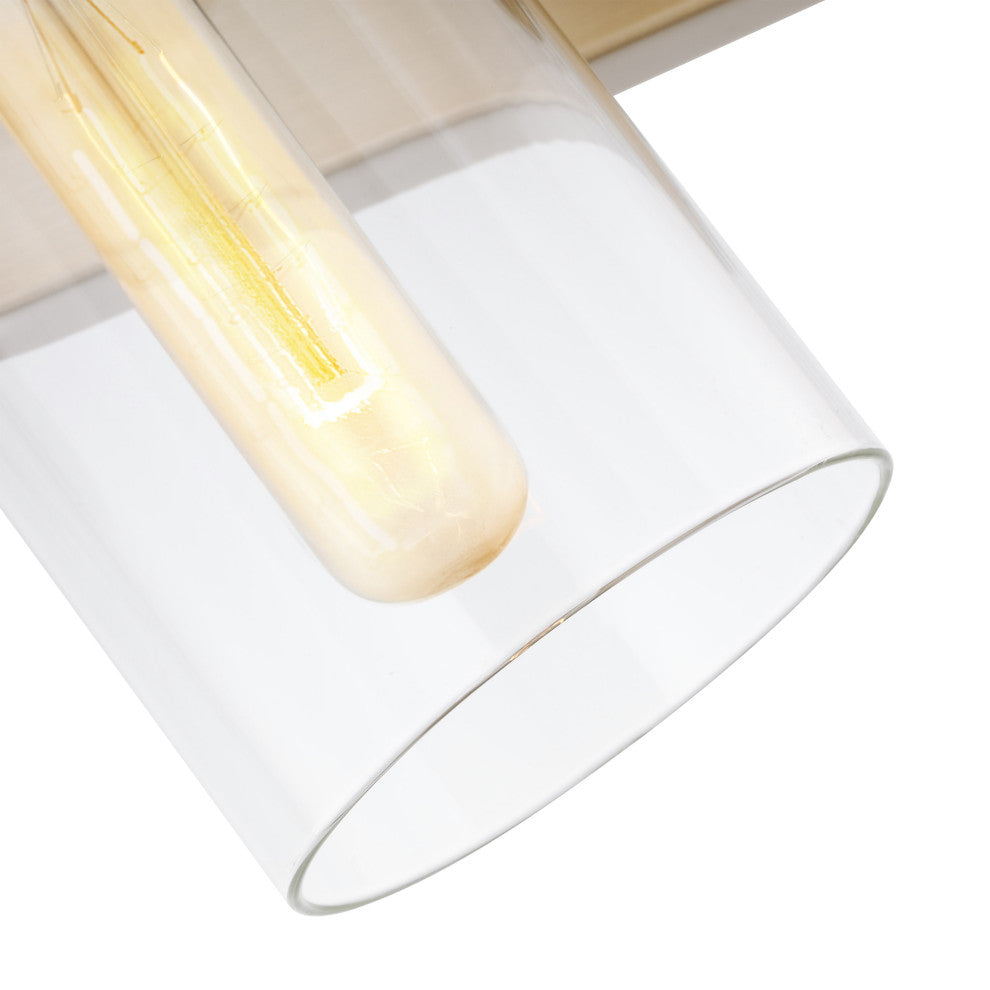 Intersection 2-Light Vanity, Burnished Brass With Clear Glass