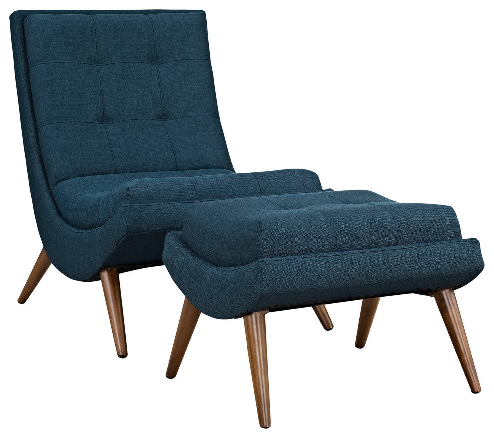 Ramp Upholstered Lounge Chair Set, Azure