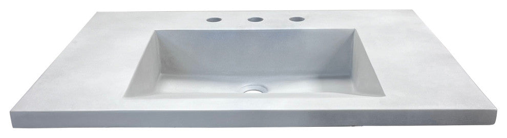 31" Single Concrete Ramp Sink Top with Slope, Light Gray