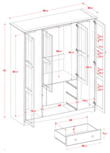 100% Solid Wood Family Wardrobe Armoire, Mocha