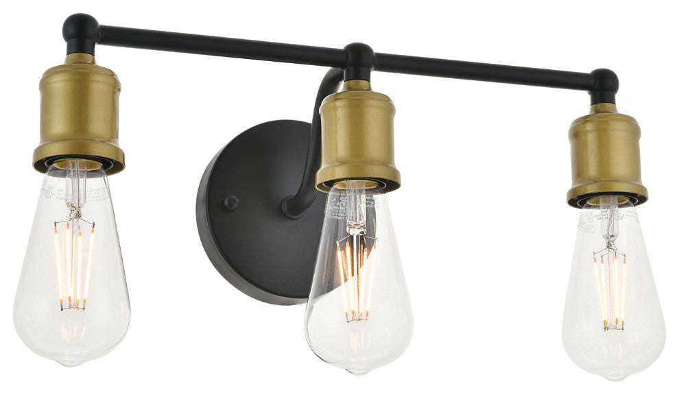 Brass And Black Finish 3-Light Wall Sconce