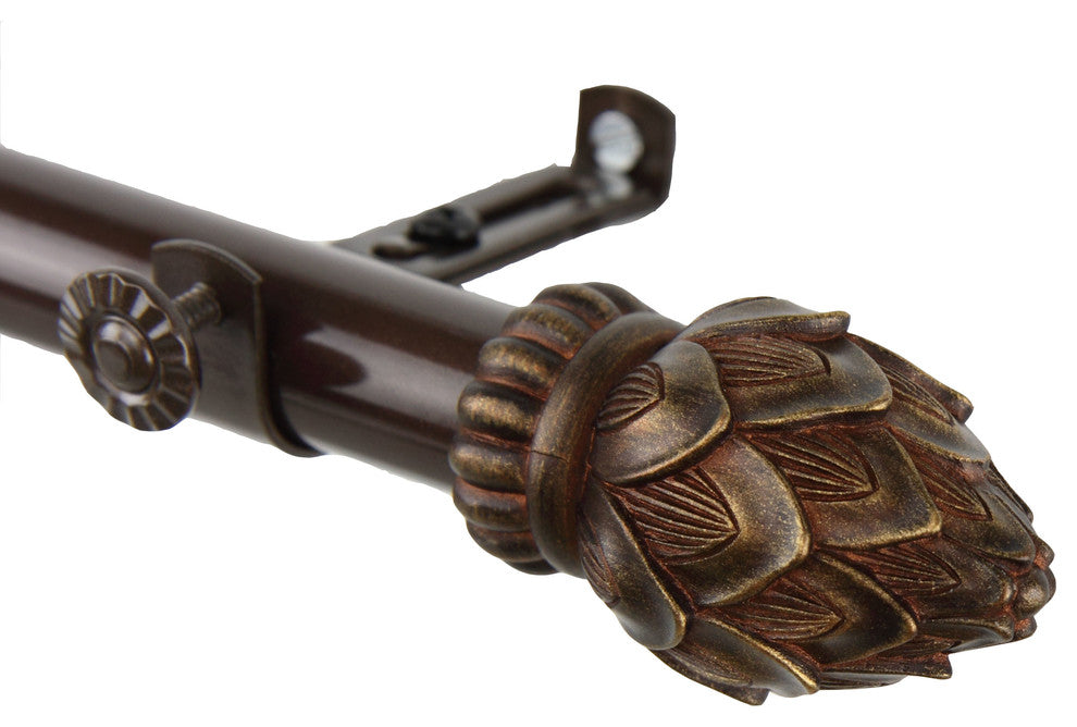 Bud Curtain Rod, Cocoa, 120-170"